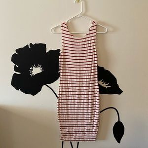 Red and white striped dress